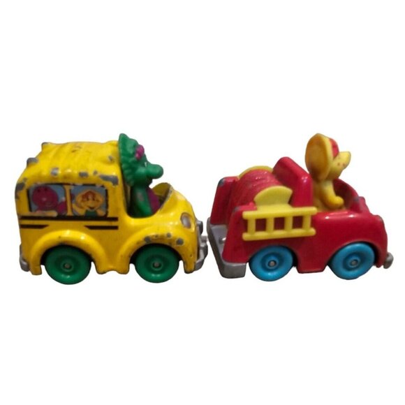 Barney Diecast Vehicles Baby Bop and BJ Fire Engine School Bus Vintage 1997 - Picture 5 of 8